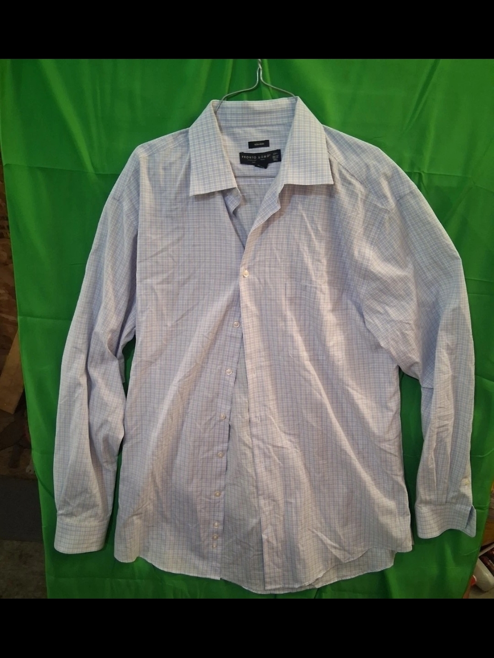 Pronto Uomo Blue and White Micro-Check Dress Shirt